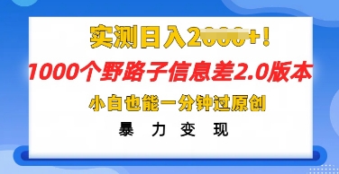 2025抖音1000个野路子信息差最新玩法，一分钟过原创，暴力变现月入几k-小宇网络社区