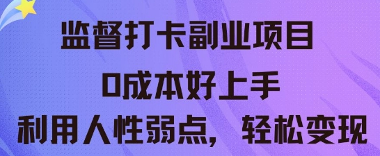 监督打卡副业新玩法,0成本好上手,利用人性的弱点轻松变现-小宇网络社区