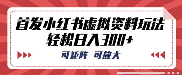 首发小红书虚拟资料玩法,可矩阵,可放大,轻松日入3张-小宇网络社区