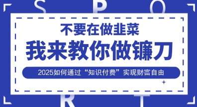 韭菜生涯终结者,我来教你做镰刀,2025如何通过“知识付费”实现财F自由【揭秘】-小宇网络社区