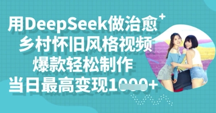 用DeepSeek做治愈乡村怀旧风格视频,爆款轻松制作,当日最高变现多张-小宇网络社区